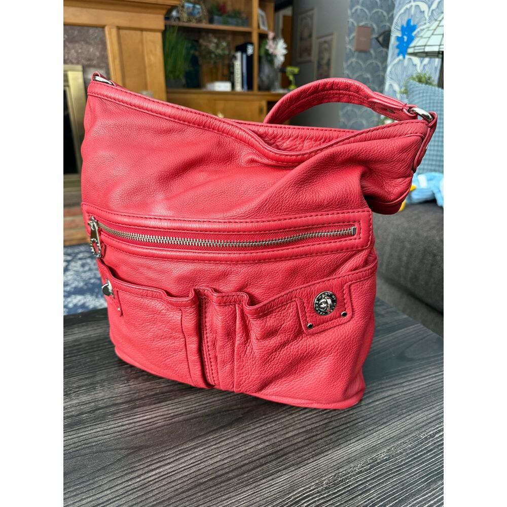 MARC by Marc Jacobs Red Leather Blake Large Full Zip Shoulder Hobo Hand Bag - Picture 7 of 15